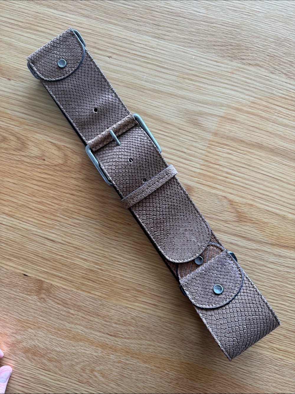 Theory Brown Textured Leather Belt Bag with Snap Pockets